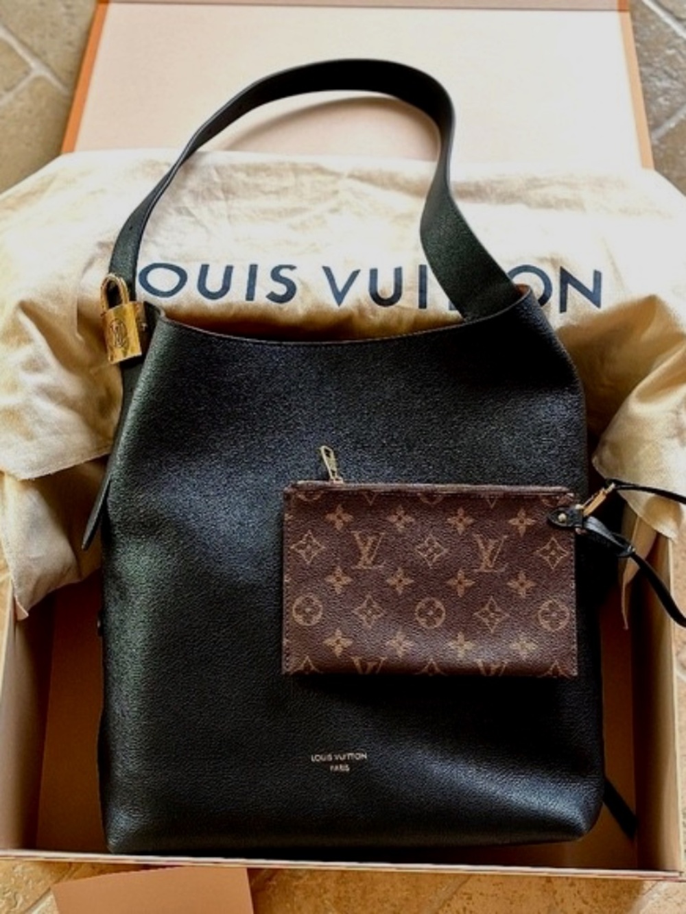Louis Vuitton Low Key Hobo MM Black NEW with Box